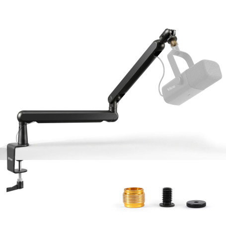FIFINE Bras de Micro, Suspension Supports de Microphone, pour K658 AM8 K688 A8 etc., avec Pince de Montage sur Bureau, Adaptateu