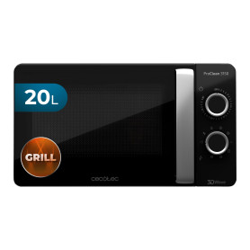 Cecotec Micro-ondes noir et argent ProClean 3150. Avec Gril et revêtement Ready2Clean, Technologie 3D Wave. Grill 800 W, 20 L de