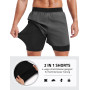 PINSPARK Short de Sport 2 en 1 pour Homme Short de Sport à séchage Rapide avec sous-Short de Compression Extensible intégré et P