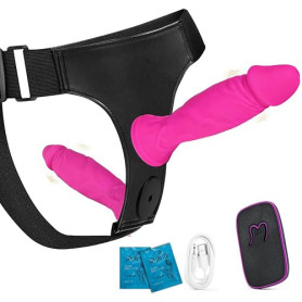 Détachable Gode Ceinture Avec 2 Godes, Vibromasseur Avec Télécommande, Gode Ceinture Godemichets Avec 10 Modes de Vibration Stim