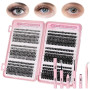 Aomig Faux Cils Individuel, 30D+40D+50D+60D+80D+100D Cluster Lash, 570 Pièces Kit d'extension Faux Cils DIY avec Liaison, Joint
