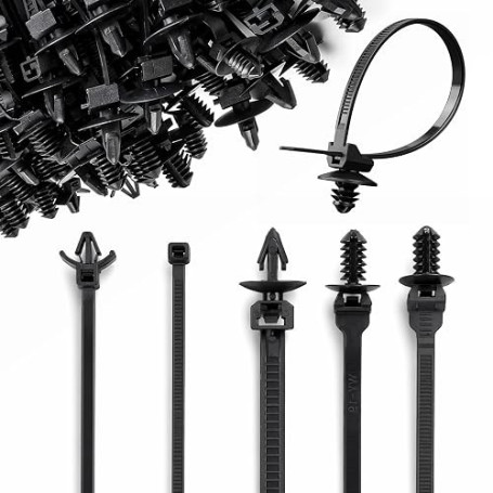 160 PièCes Serre Cable Plastique 5 Tailles Nylon Attache Cable Noir Serre-CâBles Pour PièCes Automobiles