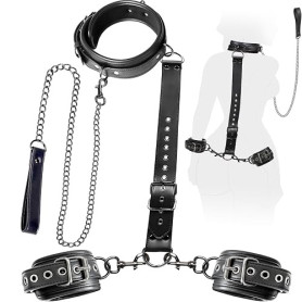 Ohi BoBi Sun Sex Toýs Femme BDSM Kits de Bondage Menottes Sexy Érotique | Retenue du Cou au Poignet avec Chaîne Traction, Régla