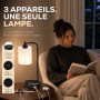 Lampe de Chevet avec Chargeur Sans Fil, USB-C et USB-A, Intensité Variable | Charge sans fil 5 W, USB-C et USB-A, abat-jour en l