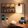 Lampe de Chevet avec Chargeur Sans Fil, USB-C et USB-A, Intensité Variable | Charge sans fil 5 W, USB-C et USB-A, abat-jour en l