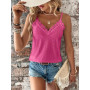 Haibang Debardeur Femme Chic et Élégant Été Top Caraco Dentelle sans Manche Bretelles Spaghetti Haut Sexy Lâche Chemise Oeillet 