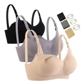 Seitop Lot de 3 soutiens-gorge d'allaitement pour femme, soutien-gorge d'allaitement sans couture