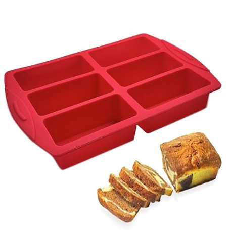 Moule Mini Cake 6 Cavités Moule Gateau Rectangulaire 10x5X4cm Moule Mini Pâté -Silicone Pâtisserie Rectangulaire Individuelle Ga