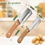 Lot de 2 Éplucheurs Multifonctions avec Ouvre-Bouteille et Coupe-Légumes | Lame en Acier Inoxydable et Manche en Bois Massif Ant