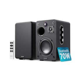 Majority Enceinte Active Amplifiée, 70W Enceinte PC Bluetooth 5.3 (Noir) | D70X Double Cônes de Haut-Parleurs en Fibre de Carbon