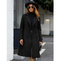 Tuopuda Manteau Femme Double Boutonnage Mi-long Effet Laine | Col Revers Polyvalent, Coupe épurée, Poches Latérales, Manche à Bo
