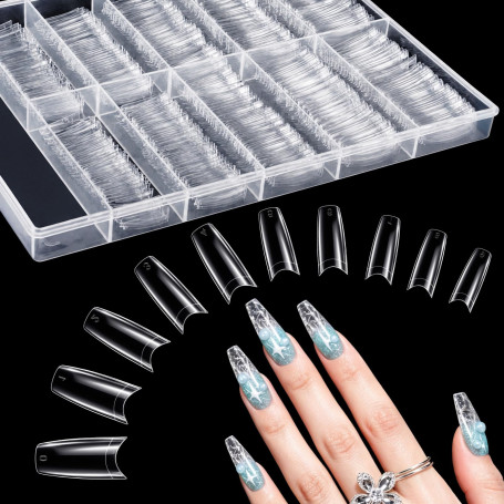 MELLIEX 500 Pièces Faux Ongle Capsule, Français Demi Capsules Ongles (Transparent)