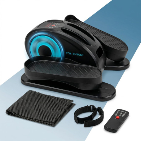 PORTENTUM Mini Velo elliptique Electrique Automatique et Manuel – 5 ou 12 Vitesses, avec ou sans Bandes de résistance – Pédalier