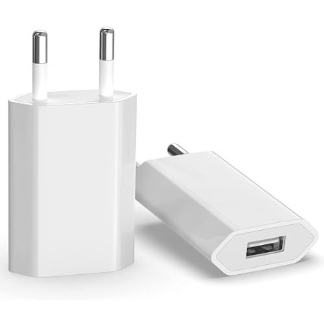 (2 Packs) Chargeur Rapide USB Adaptateur de Prise USB Universel (5W 5V 1A) adapté aux Voyages compatibilité Universelle avec iPh