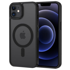 XTCASE Coque pour iPhone 12 / 12 Pro Compatible avec MagSafe, Noir | Magnétique, Recharge sans fil, Mat Translucide Case, PC Dur