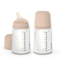 Suavinex, Pack 2 Biberons Anti-Colique Zero Zero 270 ml avec Tétine à Débit Moyen (M) en Silicone, Bébés +3 Mois, Lait Maternel,