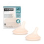 Suavinex, Lot de 2 Tetines pour Biberon Anti Colique Zero Zero. Débit Moyen (M), Laisse Passer Liquides à Densité Moyenne, Tétin