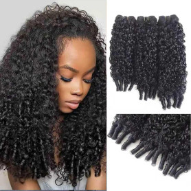 Tissage Bresilien Cheveux Humain Bouclé Burmese Curly Bundle 22 24 26 Pouce | Tissage Naturel Cheveux Humain 3C 4A Meches Bresil