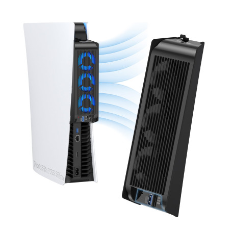 KIWIHOME Ventilateur pour PS5, Silencieux, Vitesse Automatique, USB 3.0 | Convient aux PS5 Disc/Digital sans Lignes de Division 