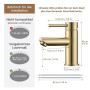Mitigeur Lavabo en Acier Inoxydable Finition Or Brossé - Robinet Salle Bain | Robinet Lavabo avec Hauteur de Bec 79mm, Monocomma