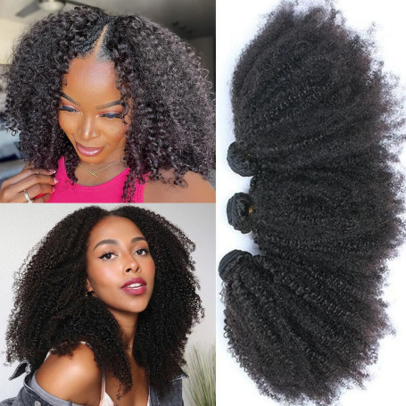 Tissage Naturel Cheveux Humain Afro Kinky Curly Human Hair 18 18 18 Pouces | Tissage Bouclé Naturel 4B 4C Meche Bresilienne Vier