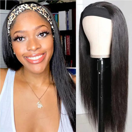 Perruque Bandeau Cheveux Humain Bresilienne Lisse Tissage Naturel Straight Headband Wigs Perruques Pour Les Femmes Noires Sans C