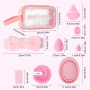 LOPHE Pinceaux Maquillage 51 Pièces, Set Professionnel Complet, Rose | Avec Éponges, Houppettes et Outils Nettoyage, Trousse Ran