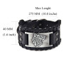 Bracelet en cuir large noir Antique argent tête de loup motif bracelet bracelets manchette vintage pour hommes et femmes