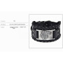 Bracelet en cuir large noir Antique argent tête de loup motif bracelet bracelets manchette vintage pour hommes et femmes