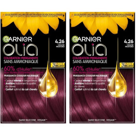 Garnier Coloration Permanente - Sans Ammoniaque - Aux Huiles Naturelles de Fleurs - Violine Profond (4.26) - Olia Vivids (Lot de
