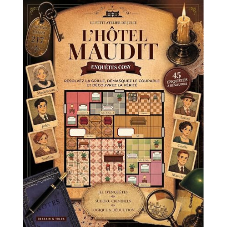 L'hôtel maudit- Jeu d'enquêtes - 45 enquêtes à résoudre - Sudoku criminels
