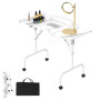 LARS360 Table de manucure avec aspiration, pliable, table de manucure, portable, avec roulettes, sac à poussière, sac de transpo