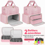 IVODEELA Organiseur de Vernis à Ongles,Sac de Rangement Vernis à Ongle pour 80 Bouteilles 15 ML et Lampe à Ongles,Sac Organisate
