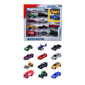 Majorette - Set de 12 Pièces - Collection Ride Now - Echelle 1/64ème - Véhicules en Métal - Roues Libres - 3 Modèles Assortis - 