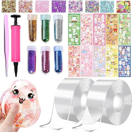 Lot de 38 rubans adhésifs double face pour bricolage | DIY Craft Ruban adhésif à bulles réutilisable avec paillettes, ruban à bu