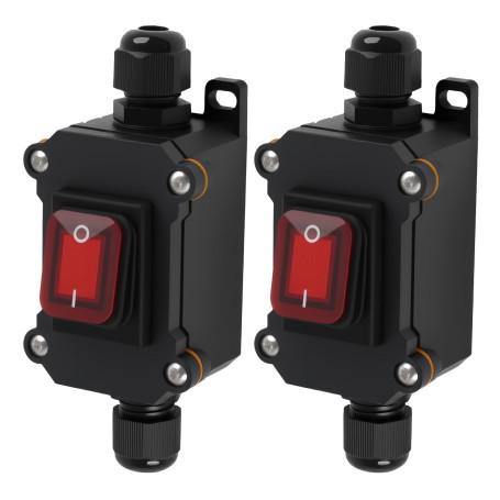 2 Pièces Interrupteur Étanche à Cordon IP65 avec Voyant Rouge, 220V 30A, Interrupteurs Marche Arrêt à Basculer DPST pour Applica