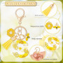 MWOOT Letter Keychains Initiale Lettre Porte Clef Lettre,Alphabet Initial Keyring avec Pampille Pendentif,Jaune Pétales Feuille 