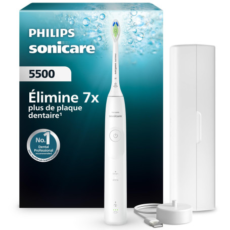 Philips Sonicare 5500 - Brosse à dents électrique avec un niveau d'intensité, Alerte de pression, EasyStart, SmarTimer et BrushP