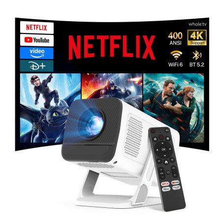 Mini Smart Vidéoprojecteur Compatible 4K, Netflix Ready Video Projecteur | Android 13 Portable Rétroprojecteur Compatible avec N