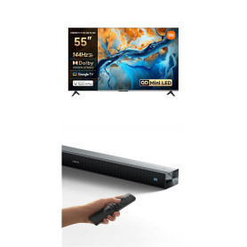 XIAOMI TV S Mini 55 2025 & Soundbar Pro 2.0 Bundle：55" MiniLed QLED TV avec Local Dimming,144Hz,1200nit + 4 Haut-parleurs,woofer