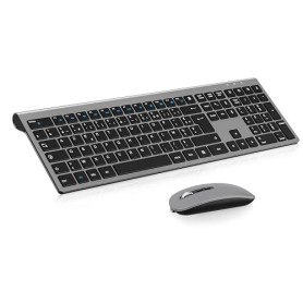 cimetech Ensemble Clavier et Souris sans Fil, Clavier Rechargeable Compacte USB C 2.4G Silent Ultra-Mince de Pleine Taille avec