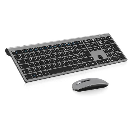 cimetech Ensemble Clavier et Souris sans Fil, Clavier Rechargeable Compacte USB C 2.4G Silent Ultra-Mince de Pleine Taille avec