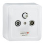 3x PremiumX PX3 Prise d'antenne, prise à 3 voies Prise d'antenne, prise de ligne simple et de dérivation, montage en surface, en