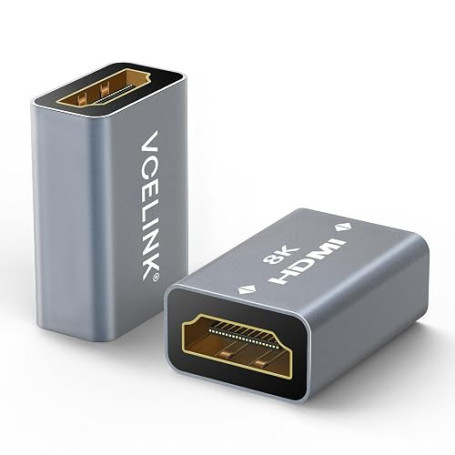 VCELINK Coupleur HDMI 2.1 8K 60Hz Femelle Femelle plaqué Or Arc HDR, 3D UHD | Rallonge HDMI Femelle Femelle Supporte 8K @60Hz 4K