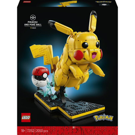 LEGO Pokémon Pikachu et Poké Ball 72152 | Set pour adulte, maquette de figurine anime articulée, présentoir dynamique, déco de c