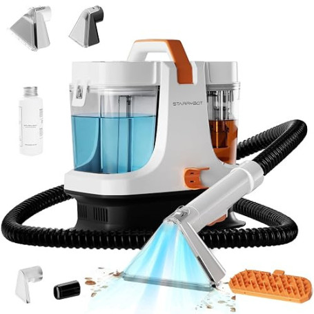 STARRYBOT Shampouineuse Canapé Tapis Portable 22kPa, Détacheur Tissus Blanc | Pour sièges auto, tissus d’ameublement et taches d
