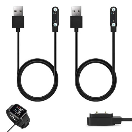 2 Pièces Câble de Chargeur Magnétique USB pour Smartwatch 2 Broches 7.62mm, Chargeur Connectées pour Montres, Câble de Charge Ra
