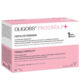 Oligobs Procréa F+ Fertilité Féminine - Myo-Inositol, Zinc, B9-30 sachets | Complément fertilité féminine au zinc, sélénium et B