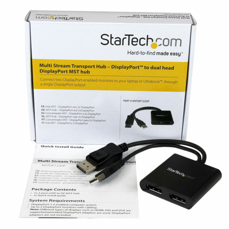 Image secondaire de Splitter DisplayPort Startech MSTDP122DP Noir 4K Ultra HD