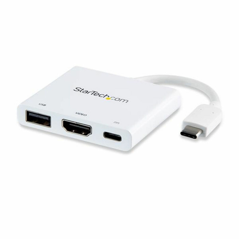 Startech.com Adaptateur multiport USB-C vers HDMI 4K avec USB Power Delivery et port USB-A - Blanc